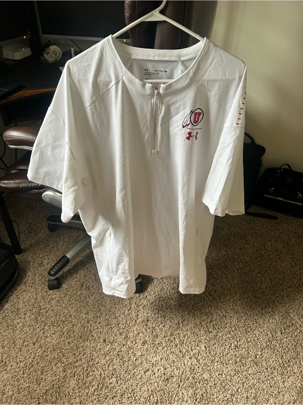 Under Armour White Short-Sleeve Quarter-Zip Performance Polo